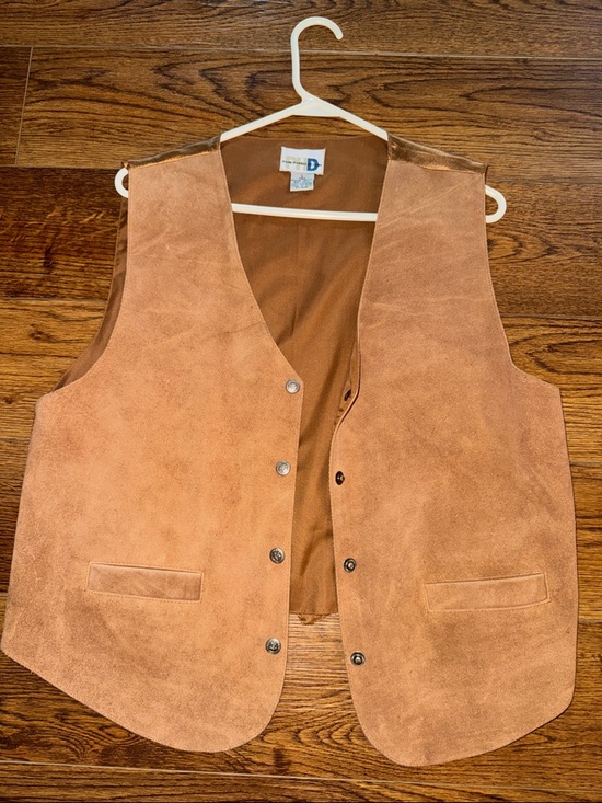 Paul Harris Design Jackets & Blazers - Vintage Paul Harris Design Suede Leather Vest Tan Copper Satin Sz L Western